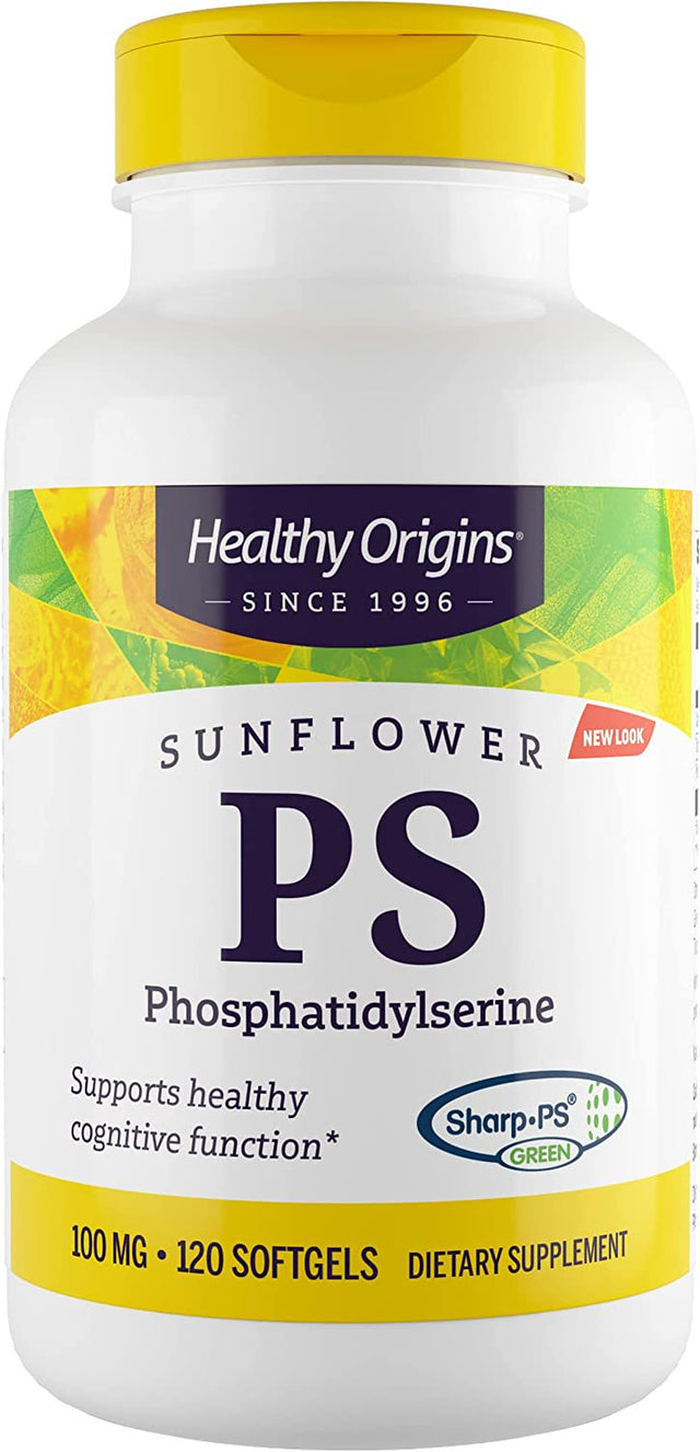 Healthy Origins Sunflower PS 100 Mg (Phosphatidylserine, Soy-Free, Non-Gmo, Gluten Free, Brain Support, Memory Support), 120 Softgels