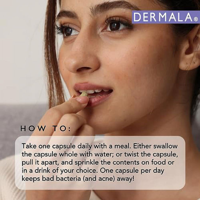 Dermala #FOBO SUPPLEMEANT to Be Acne Supplement | All Natural Daily Prebiotics Probiotics Vitamins Skin Mix with Zinc | Improve Clear Blemish-Free Radiant Skin through Balancing Gut Health