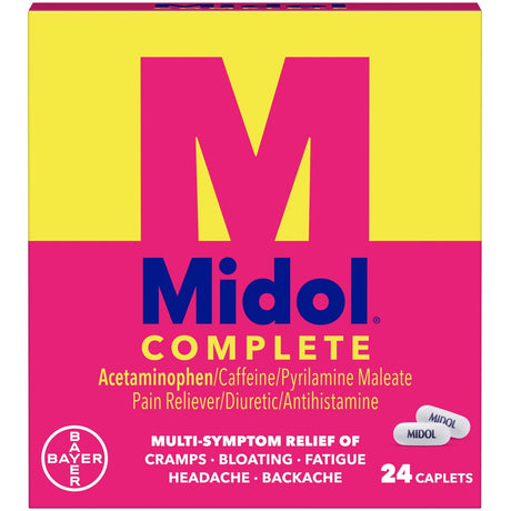 Midol Complete Menstrual Pain Relief Caplets W/ Acetaminophen. 24 Count