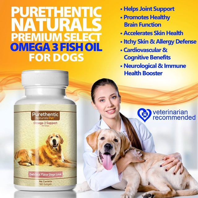 Omega 3 for Dogs, Fish Oil for Dogs 180 Softgels Featuring Pure & Natural Fatty Acids. (High Levels of EPA and DHA) (Helps Dog Allergies & Brain Function) Made in USA (1 Pk)