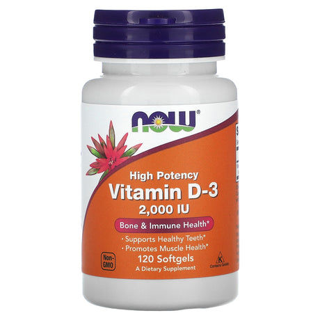 NOW Foods Now Foods Vitamin D-3, 50 Mcg (2,000 IU), 120 Softgels, 3 Pack