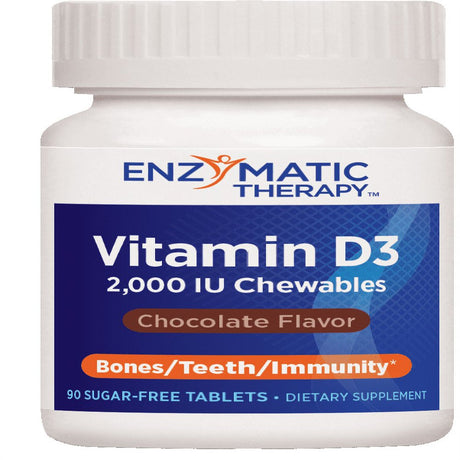 Enzymatic Therapy Vitamin D3, 2000 IU Sugar-Free Chewable Tablets, 90 Ct