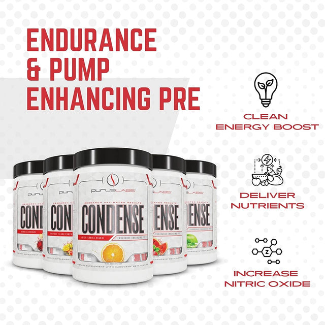 Purus Labs CONDENSE Preworkout Powder, 40 Servings (Natural Sangria Lemonade)