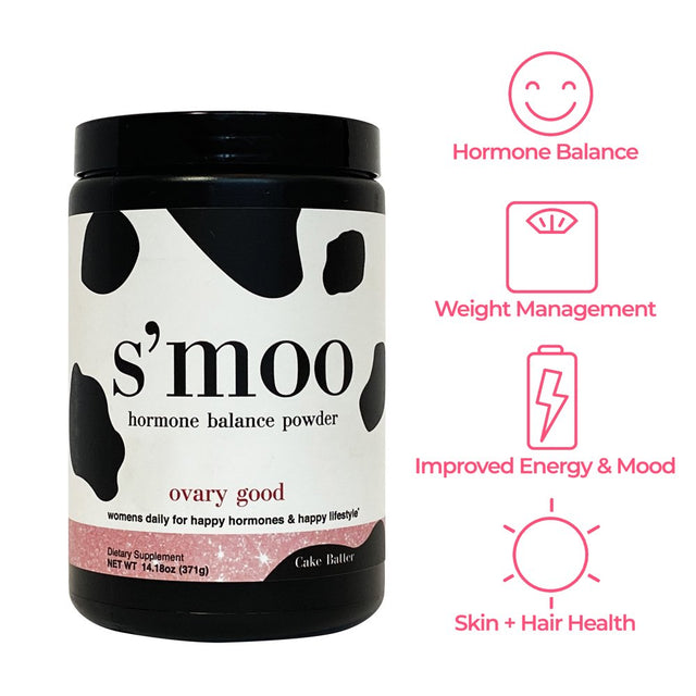 Ovary Good - Cake Batter by Smoo | Hormone Balance/Regulated Cycle, Weight Management, Improve Energy Levels, Complexion & More | Fertility Prenatal Vitamin | PCOS Supplements for Women | Made in USA