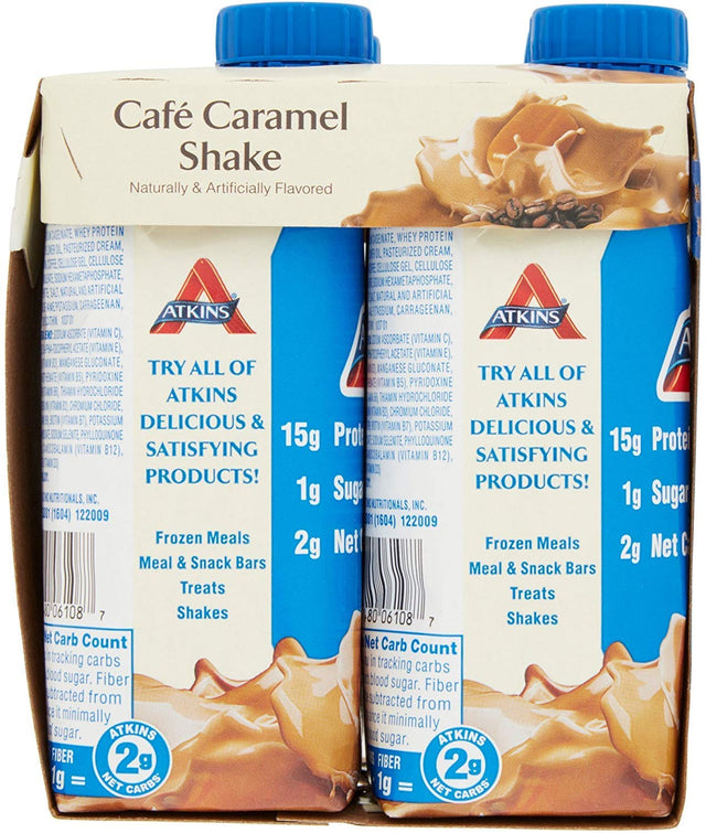 Atkins Ready to Drink Shake, Café Caramel, 11 Ounce, 4 Count (Pack of 6)