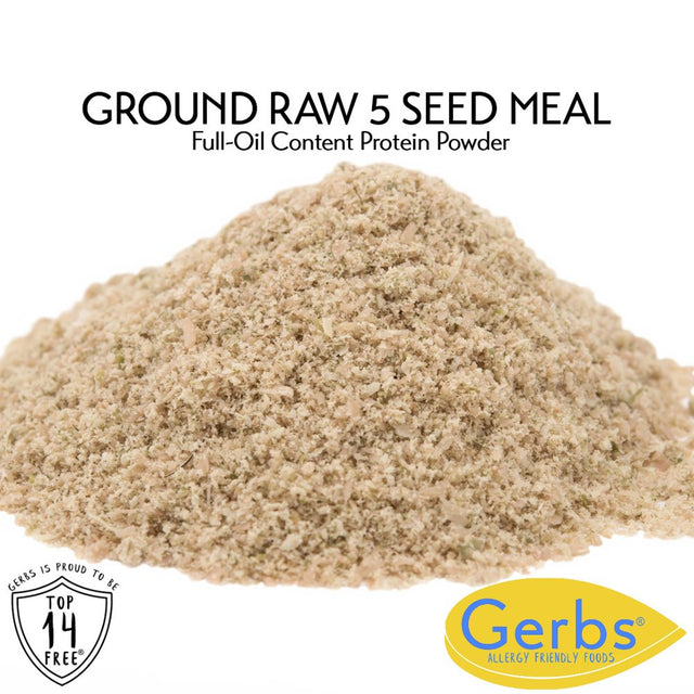 GERBS Ground Super Five Seed Meal, 16 Ounce Bag, Top 14 Food Allergy Free, Non GMO -Vegan, Keto, Paleo Friendly