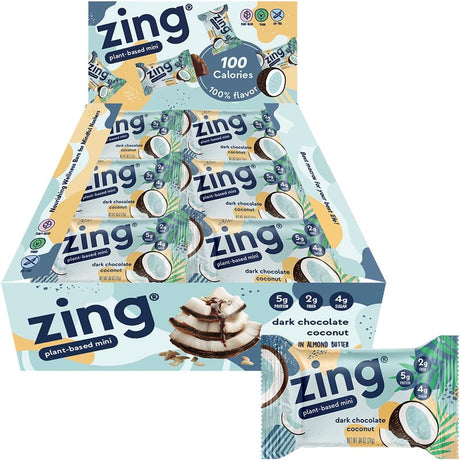 Zing Bars 100 Calorie, Moist and Delicious, Dark Chocolate Coconut, (18 Snack Size Bars)