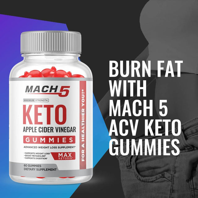 (5 Pack) Mach 5 Keto ACV Gummies - Supplement for Weight Loss - Energy & Focus Boosting Dietary Supplements for Weight Management & Metabolism - Fat Burn - 300 Gummies