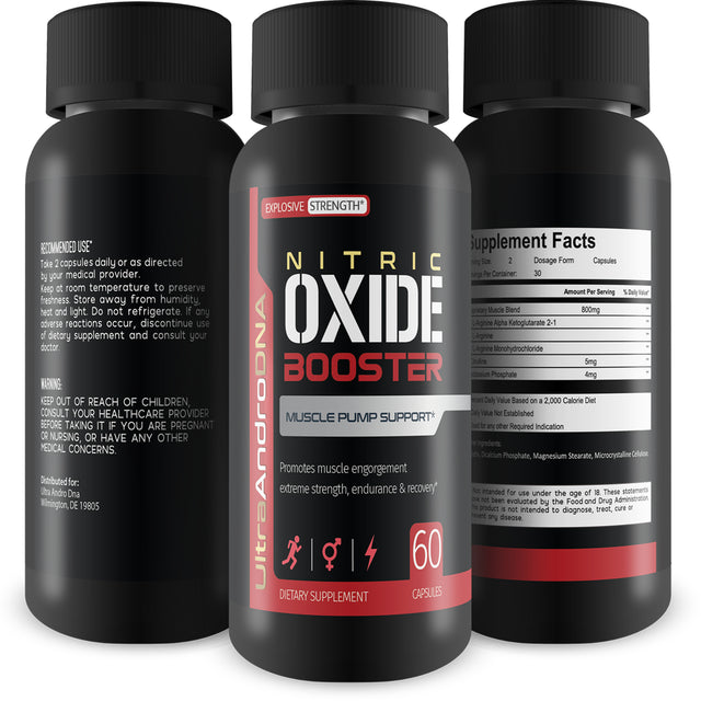 Nitric Oxide Booster - Ultra Andro Dna Muscle Pump Support - Increase Blood Flow - Expand Muscles - Improve Nutrient Delivery - Pre Workout Support - 30 Servings