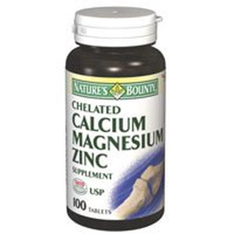 Chelated Calcium and Magnesium with Zinc Tablets by Natures Bounty - 100 Ea