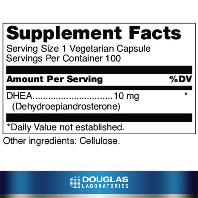 Douglas Laboratories DHEA 10 Mg | Micronized Supplement to Support Immune Health, Brain, Bones, Metabolism and Lean Body Mass* | 100 Capsules