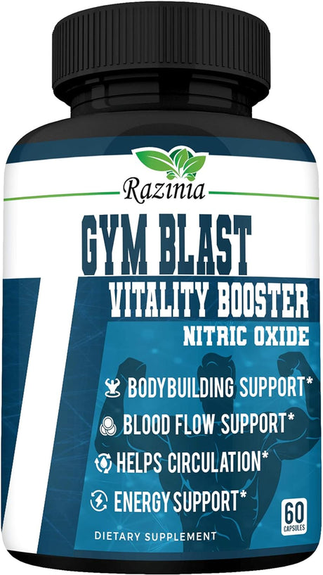 Gym Blast - X10 Strength Nitric Oxide Supplement W/ Beta Alanine, L Arginine, & L Citrulline - Muscle Growth, Pumps, Vascularity, & Energy - Extra Power Pre Workout N.O. Booster & Builder - 60 Pills