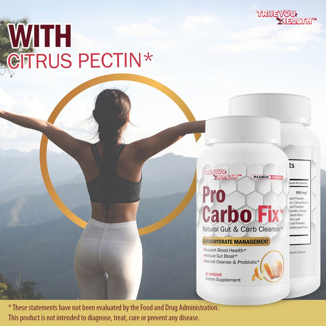 Pro Carbo Fix - Natural Gut & Carb Cleanse Supplement - Plant Based Formula W/ Probiotics - Support Digestive Health & Blood Health - Help Flush Carbs & Toxins - Promote Regularity & Reduced Gut Bloat