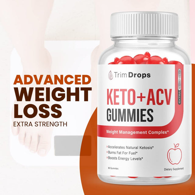 (5 Pack) Trim Drops Keto ACV Gummies - Supplement for Weight Loss - Energy & Focus Boosting Dietary Supplements for Weight Management & Metabolism - Fat Burn - 300 Gummies