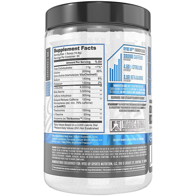 Ryse up Supplements Core Series Loaded Pre-Workout Powder | Fuel Your Greatness, Pump, Energy Strength | Freedom Rocks, 438 Gram (Pack of 1)