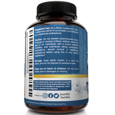 Nutriflair Zinc Supplement Natural Immune Booster Energy and Focus Support 100 Tablets