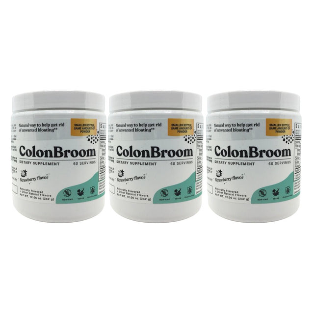 Colonbroom Psyllium Husk Powder Colon Cleanser, Fiber Supplement, 60 Servings (3-Pack)