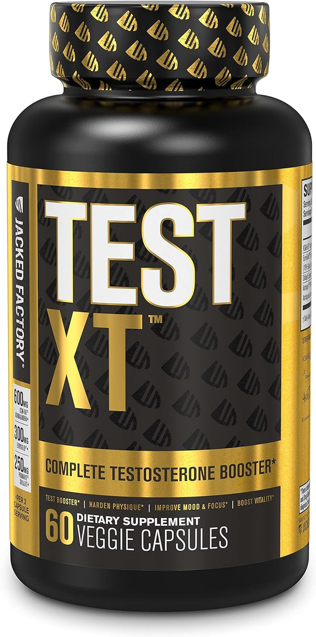 Testosterone Booster for Men W/ Tongkat Ali (Eurygold), KSM 66 Ashwagandha, Primavie & More- Test XT Natural Test Booster & Muscle Builder Supplement - 60 Veggie T Pills