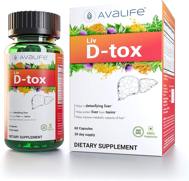 Liv D-Tox - Liver Cleanse & Detox Supplement (60 Capsules) with Turmeric Curcumin, Milk Thistle, and Natural Herbs to Aid Liver & Colon Support | Gluten Free, Vegetarian, Non-Gmo 30-Day Supply