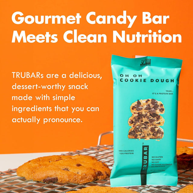 TRUBAR Vegan Protein Bars - Soy Free, Dairy Free, Gluten Free Protein Bars - No Sugar Alcohols - Non-Gmo - 12G of Protein - Oh Oh Cookie Dough - 12 Count