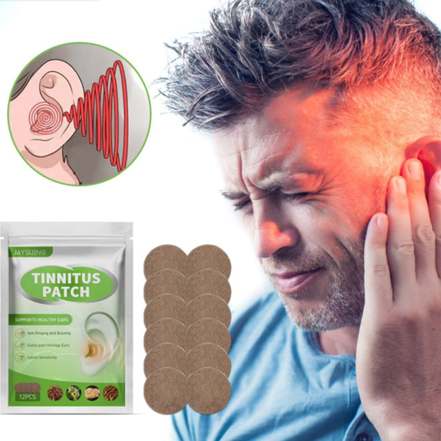 Jaysuing 12Pcs Tinnitus Patches Herbal Formula Skin Friendly Fit Acupoints Relieve Tinnitus Improve Buzzing