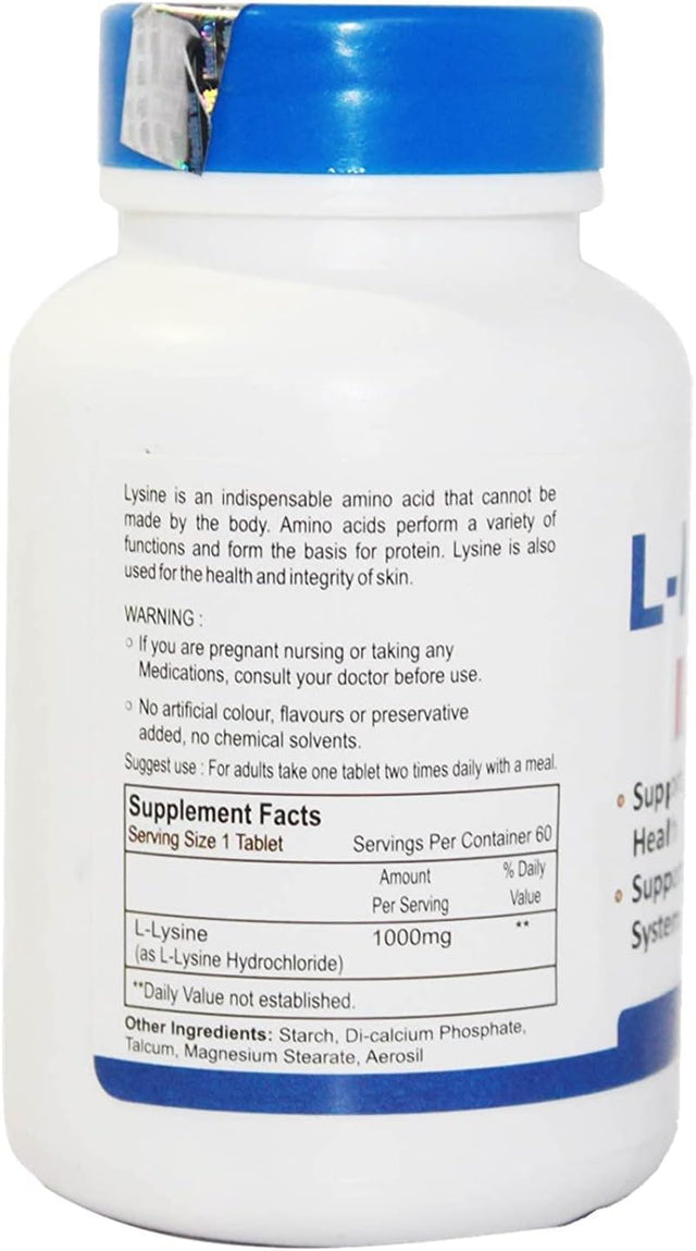 Healthvit L-Lysine 1000 Mg - 60 Tablets