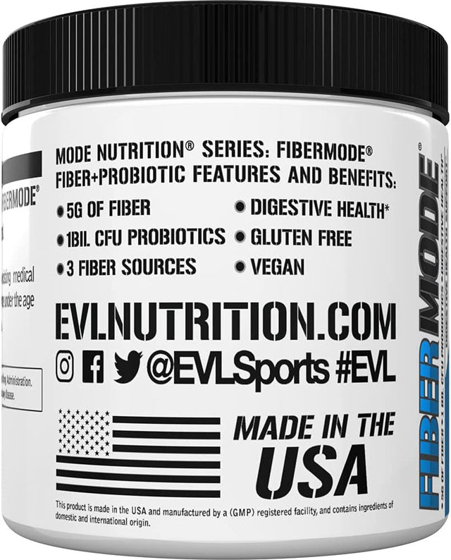 Evlution Nutrition Fibermode Fiber plus Probiotic - 5 Grams of Fiber, Digestive Health, 1 Billion CFU Probiotics, Immune Support, 30 Servings, Unflavored