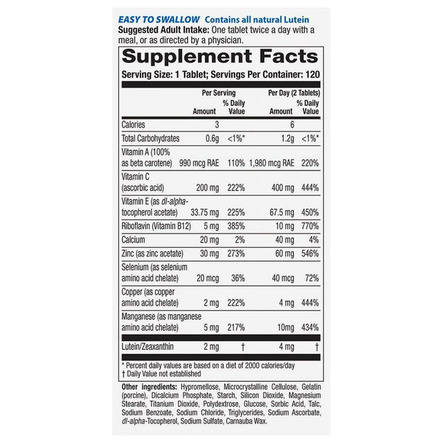 Systane ICAPS Eye Vitamin AREDS, 120 Coated Tablets