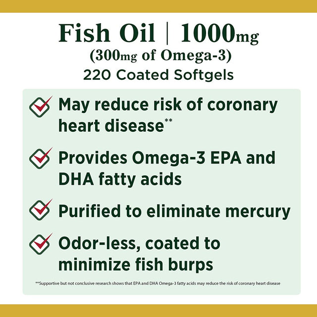 Nature'S Bounty 300 Mg Omega-3 Fish Oil 1000 Mg Softgels 120 Ea