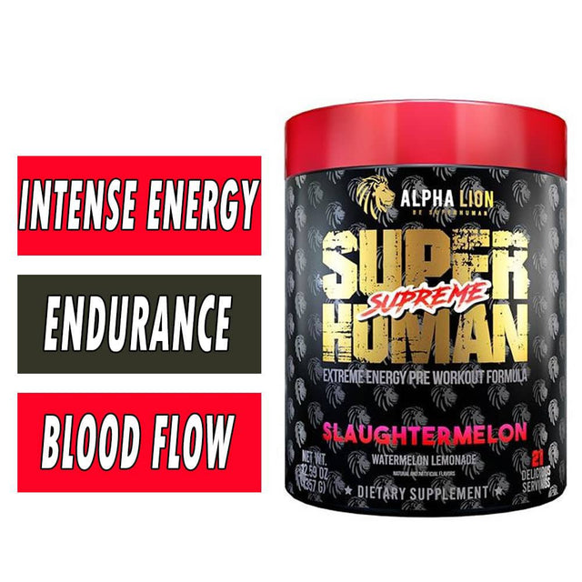 Alpha Lion Superhuman Supr Eme Pre Workout High Performance Slaughtermelon (21 Servings) *EN