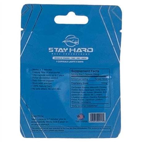 Stay Hard Male Enhance Support Enhancement Harder Size Sexpill for Men 5 Pills