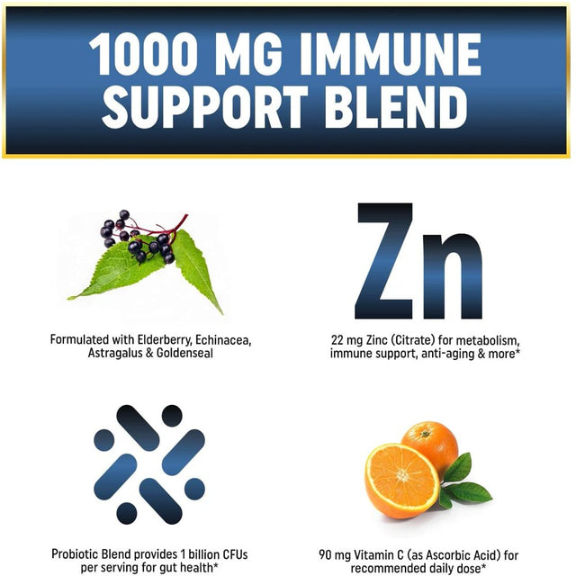 Immune Defense | Immune Support Supplement Blend with Powerful Probiotics, Echinacea, Vitamin C and Zinc - 60 Immune Booster Capsules