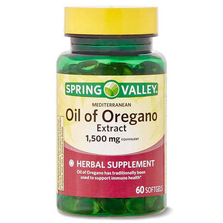 Spring Valley Mediterranean Oil of Oregano Extract Herbal Supplement Softgels, 1,500 Mg, 60 Count