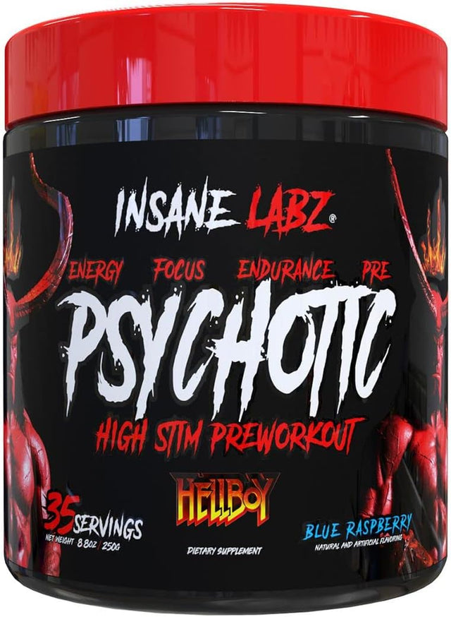 Insane Labz Hellboy Bundle, Psychotic Hellboy Pre Workout and Insane Amino BCAA, Increase Muscle Mass, Strength, Focus and Recovery Time, Blue Raspberry