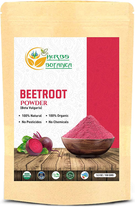 Beetroot Powder Organic for Baking and Smoothies | Nitric Oxide Suppement | Organic Beet Root Powder Boost Stamina and Increases Energy Gluten and GMO Free 5.3 Oz / 150 GMS