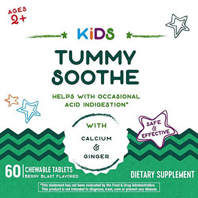 Natureâ€™S Way Kids Tummy Soothe, with Calcium & Ginger, Berry Blast Flavored, 60 Vegetarian Chewables