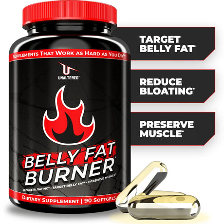 Belly Fat Burner - Natural Weight Loss Pills for Stomach Fat - for Men & Women 90 Softgels