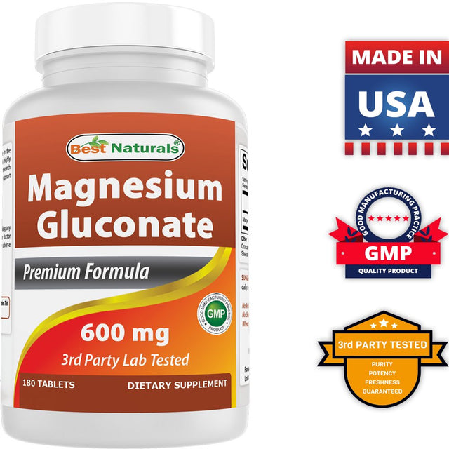 Best Naturals Magnesium Gluconate 600 Mg 180 Tablets