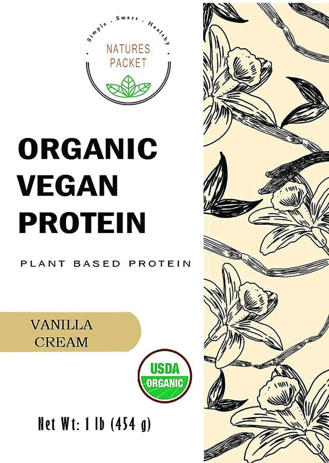 Organic Vegan Protein Powder - Plant Based Protein, Vanilla Flavor - Non Dairy, Lactose Free, No Sugar Added, Gluten Free, Soy Free, Non-Gmo, Ketogenic Vegan Blend - 1 Lb, 16 Ounce