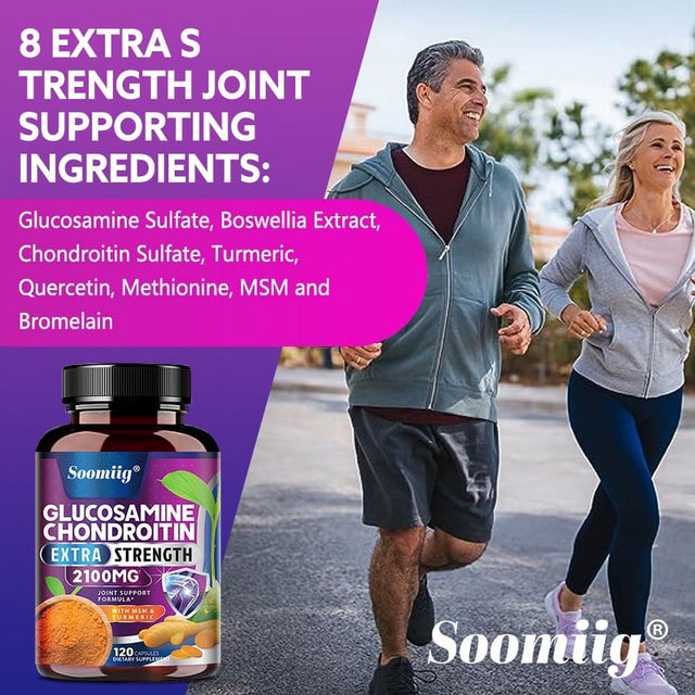 Glucosamine Chondroitin MSM Turmeric Boswellia - Joint Support Supplement for Joint Health & Joint Function Support - Glucosamine Sulfate Mobility Formula - Gluten Free & Non-Gmo