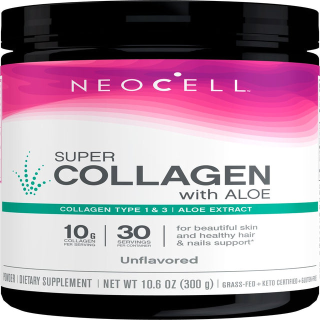 Neocell Super Collagen Peptides Aloe Dietary Supplement Powder, Unflavored, 10 G, 10.6 Oz