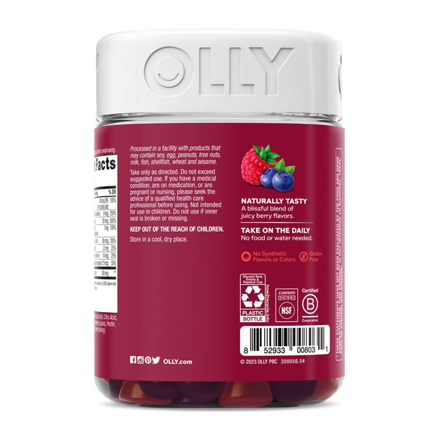 OLLY Women'S Daily Multivitamin Gummy, Health & Immune Support, Berry, 130 Ct