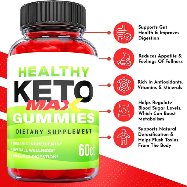 (1 Pack) Healthy Max Keto ACV Gummies - Supplement for Weight Loss - Energy & Focus Boosting Dietary Supplements for Weight Management & Metabolism - Fat Burn - 60 Gummies