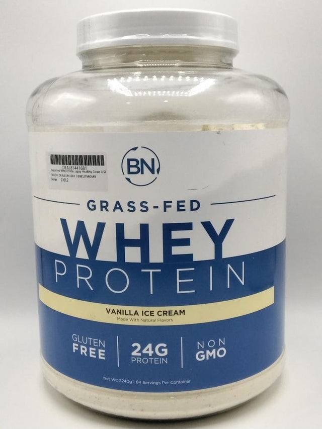 Grass Fed Whey Protein Vanilla 5Lb - 100% Pure and Natural - 5 Lb/64 Servings - 24G Protein - Cold Processed Undenatured - Non-Gmo - Rbgh-Free - High Quality from Happy Healthy Cows USA