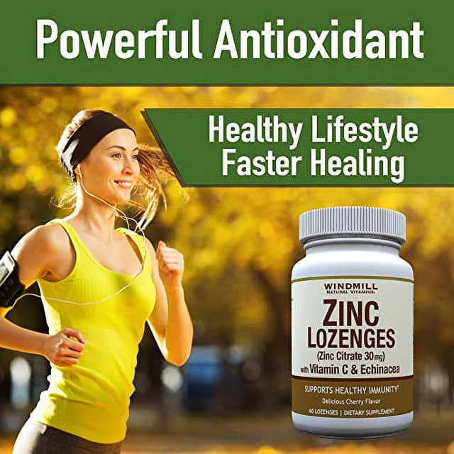 Windmill Health Products Zinc Lozenges with Echinacea and Vitamin C 60 Lozenges, 60 Count