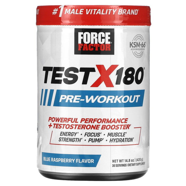 Force Factor Test X180 Pre-Workout, Blue Raspberry, 14.8 Oz (420 G)