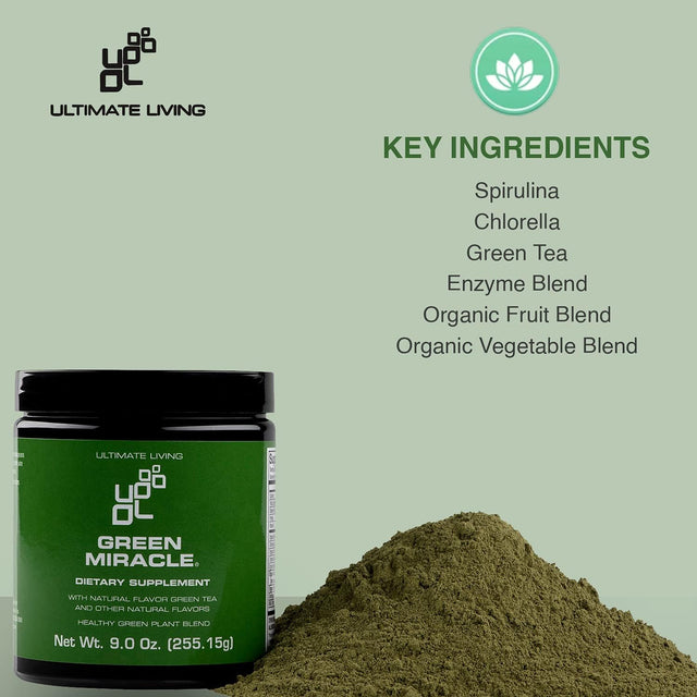 Green Miracle Powder - Whole Food Sourced, Gluten Free, Non-Gmo - Vegan Superfood for Energy, Detox, Immune & Digestive Health - Light Vanilla Flavor, 30 Servings