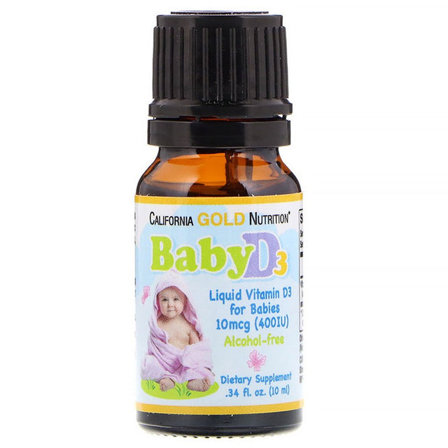 California Gold Nutrition Baby Vitamin D3 Liquid, 10 Mcg (400 IU), 0.34 Fl Oz (10 Ml), 2 Pack