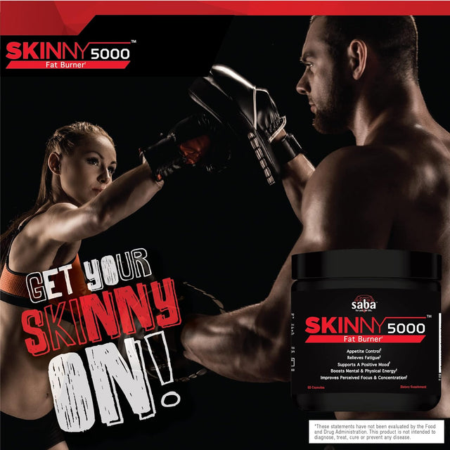 Saba Skinny 5000 -Fat Loss -Weight Loss-Appetite Control -Mild Jitter-Free Energy- Focus -60 Capsules