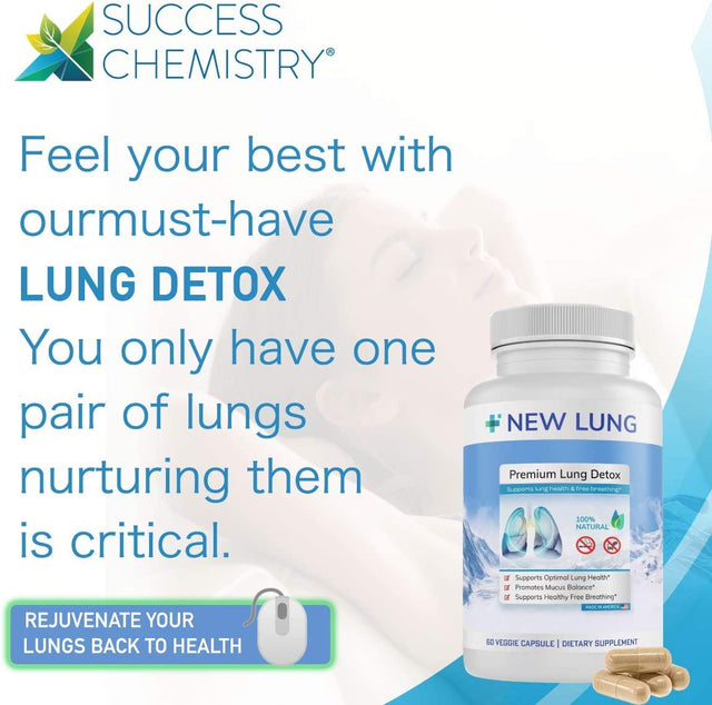 Lung Detox by Success Cemistry® 60 Veggie Capsules - Lung Cleanse ►Top Rated Herbal Lung Cleanse & Detox. Supports Healthy Lungs & Sinus from Harmful Effects of Smoggy Cities & Years of Smoking